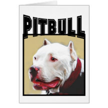White Pitbull greeting card