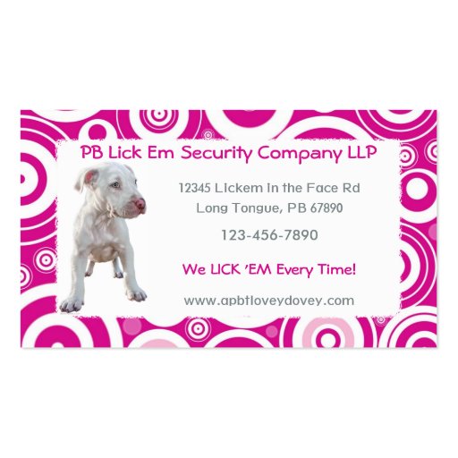White Pitbull Puppy Business Cards (front side)