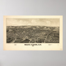 White Plains New York 1887 Antique Panoramic Map Posters