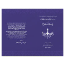 White & Plum Chandalier wedding program half fold Flyer
