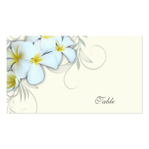 White Plumeria, Table Number Cards Business Card Template (front side)