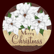 White Poinsettia Christmas Holiday stickers