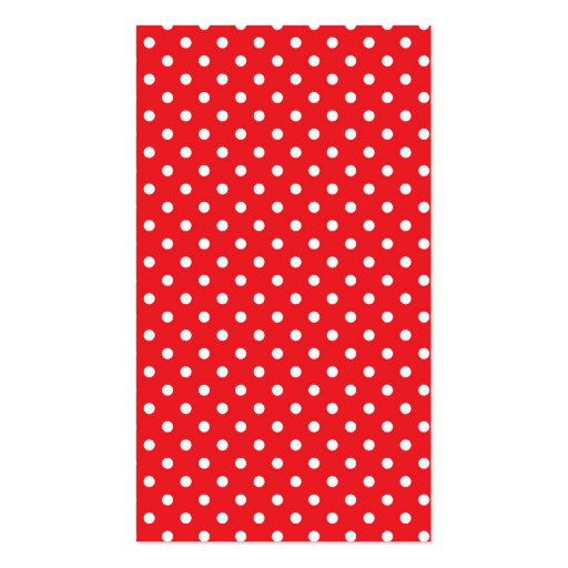White polka dot on red background bookmark business cards (front side)