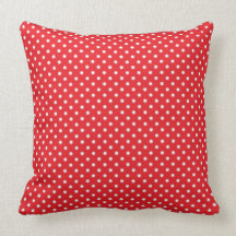 White polka dot on red background pillow