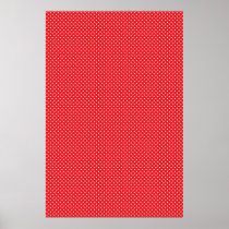 White polka dot on red background poster