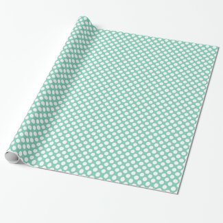 White Polka Dot On Teal Green Background Wrapping Paper