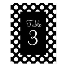 White Polka Dot Table Number Postcard