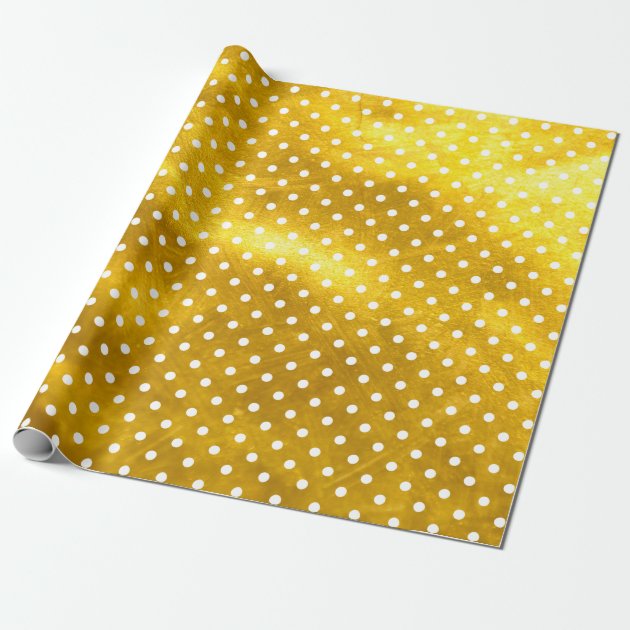 White Polka Dots and Rusty Gold Glitter Texture Wrapping Paper 1/4