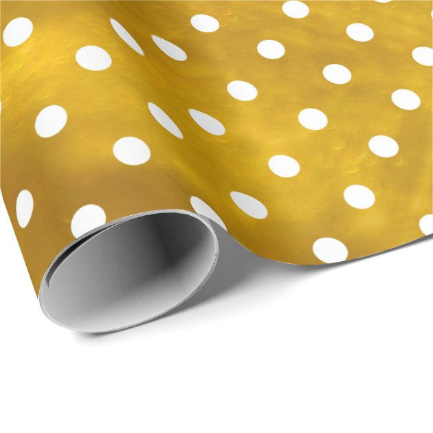 White Polka Dots and Rusty Gold Glitter Texture Wrapping Paper 3/4