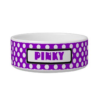 White Polka Dots Fun Purple Personalized Pet Bowl