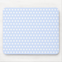 White Polka Dots on Baby Blue Mouse Pad