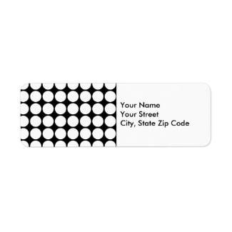 White Polka Dots on Black return address label