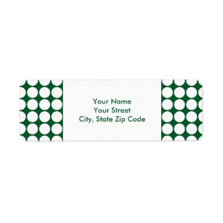 White Polka Dots on Green return address label