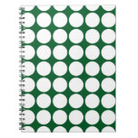 White Polka Dots on Green Spiral Note Book
