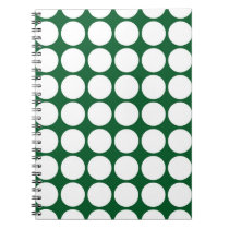 White Polka Dots on Green notebooks