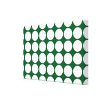 White Polka Dots on Green Stretched Canvas Prints