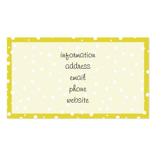 White Polka Dots on Yellow Business Cards (back side)