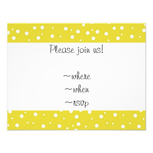 White Polka Dots on Yellow Personalized Invitation