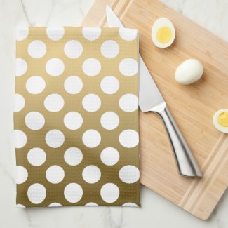 White Polkadot over Gold Background Towels