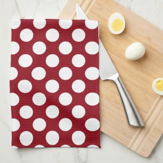 White Polkadot over Red Background Hand Towel