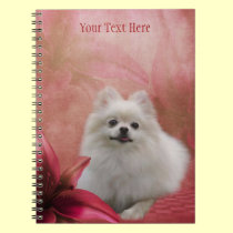 White Pomeranian Fantasy Dog Art Notebook notebooks