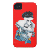 White Poodle Biker Chick Case-Mate iPhone 4 Cases