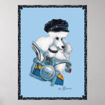 White Poodle Biker Chick Poster Print