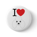 White Poodle Button