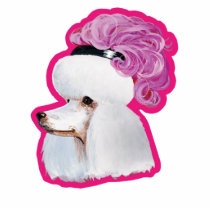White Poodle in a Feather Hat Ornament Tag Photo Cutout