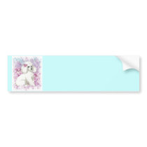 White Poodle in the Lilacs Art and Gifts Bumper Stickers