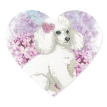 White Poodle in the Lilacs Art and Gifts Sticker