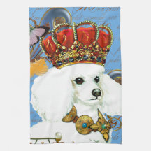 White Poodle King Painting Dress up Hand Towel