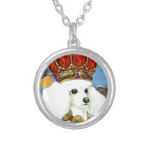 White Poodle King Painting Dress up Pendant