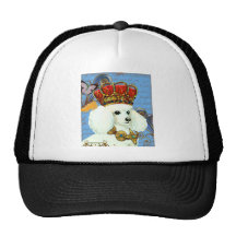 White Poodle King Painting Dress up Trucker Hats