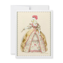 White Poodle Marie Antoinette French Fashion invitations