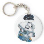 White Poodle on a Harley Keychain "Biker Chick"