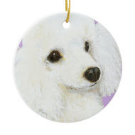 White Poodle Portrait Christmas Ornament
