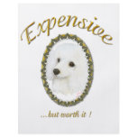 White Poodle Portrait in Gold Frame Art Print Flyers