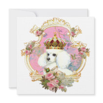 White Poodle Princess Invitations Cards