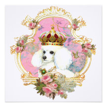 White Poodle Princess Invitations Cards