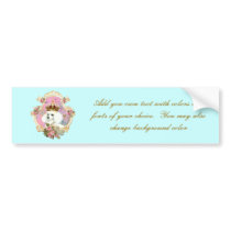 White Poodle Princess n Pink Roses Bumper Sticker