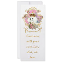 White Poodle Princess n Pink Roses invitations