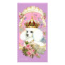 White Poodle Princess n Pink Roses Customized Photo Card