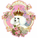 White Poodle Princess n Pink Roses Acrylic Cut Out