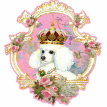 White Poodle Princess n Pink Roses photo sculptures