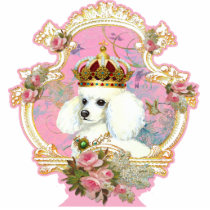 White Poodle Princess n Pink Roses photo sculptures