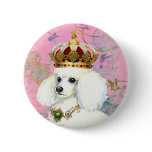 White Poodle Princess with Hummingbirds buttons