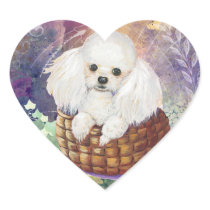 White Poodle Puppy in Basket Sticker