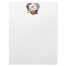 White Poodle Puppy n Heart Letterhead Stationery