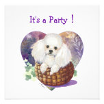 White Poodle Puppy Party Invitation Card